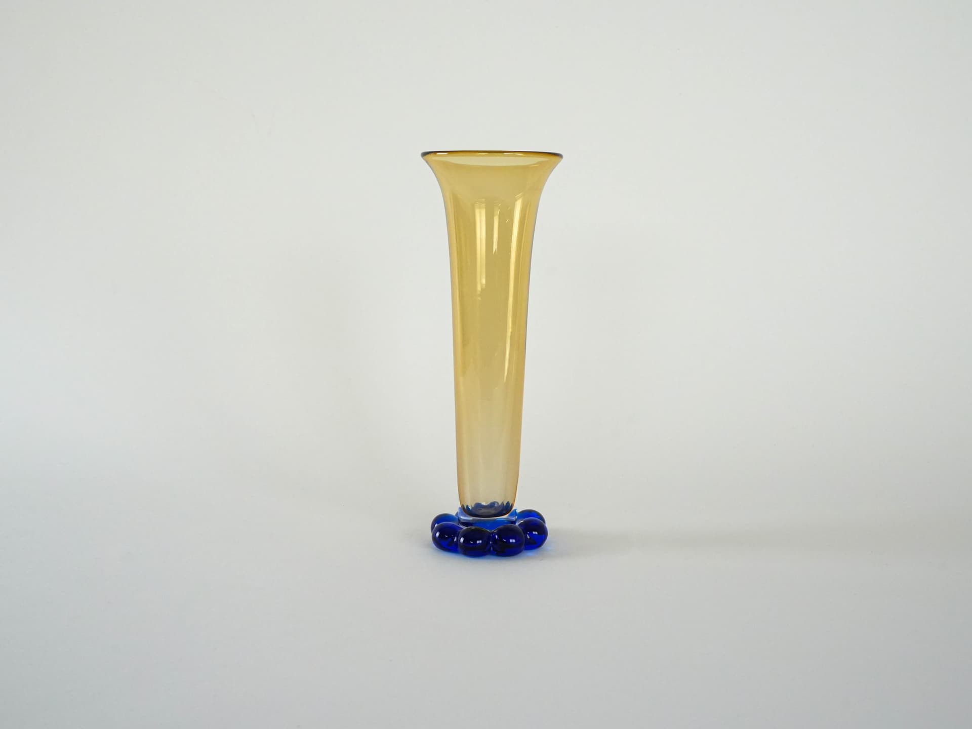 Vase Amber & Cobalt Blue, amber cobalt glass, Orrefors, Sweden, 1960s. - 230694
