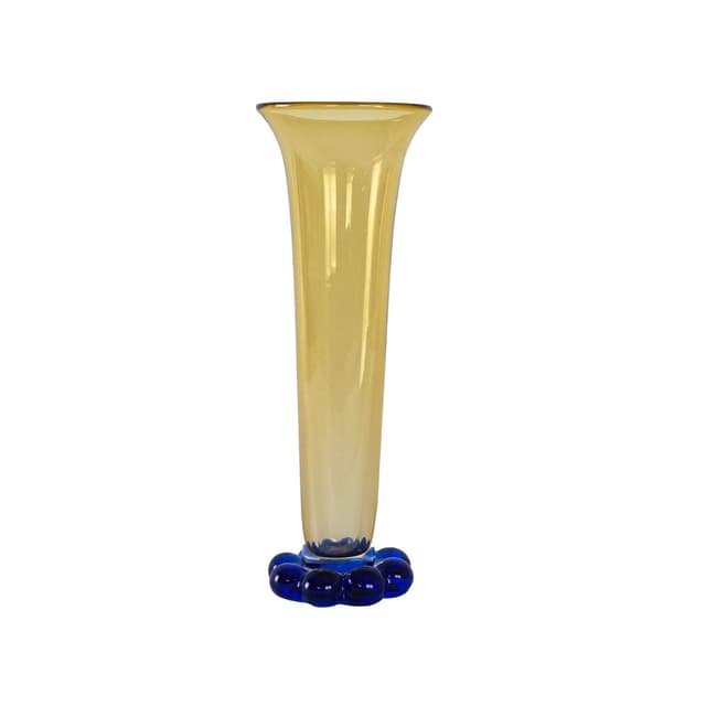 Vase Amber & Cobalt Blue, amber cobalt glass, Orrefors, Sweden, 1960s. - DIMENSION