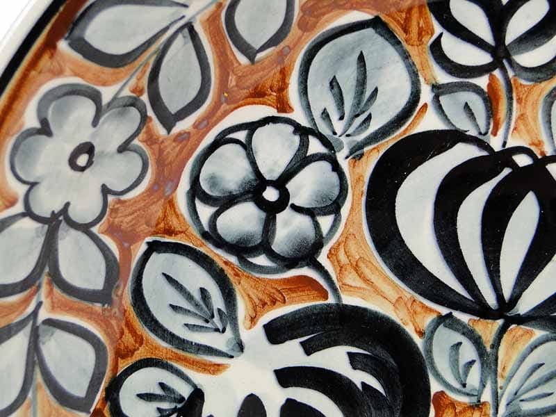 Talerz dekoracyjny, brązowy, fajans szkliwiony, proj. E. Piwek-Białoborska, Włocławek, Polska, lata 60. - 230808