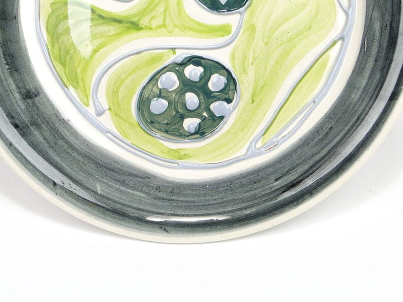Plate Kora green, faience, by E. Piwek-Białoborska, Włocławek, Poland, 1960s. - 230866