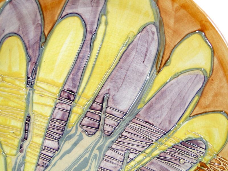 Patera dekoracyjna Kora, brązowy, fajans szkliwiony, proj. E. Piwek-Białoborska, Polska, lata 60. - 230872