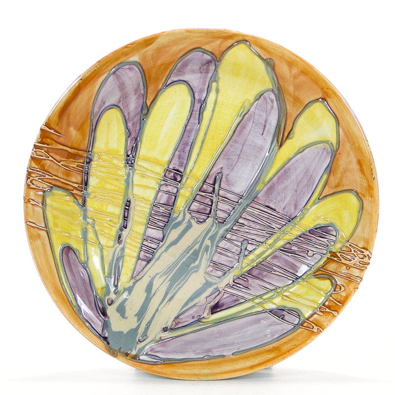 Patera dekoracyjna Kora, brązowy, fajans szkliwiony, proj. E. Piwek-Białoborska, Polska, lata 60.