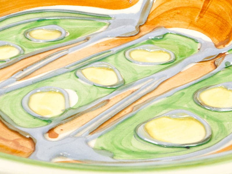 Patera dekoracyjna Kora, multikolor, fajans, proj. E. Piwek-Białoborska, Włocławek, Polska, lata 60. - 230905