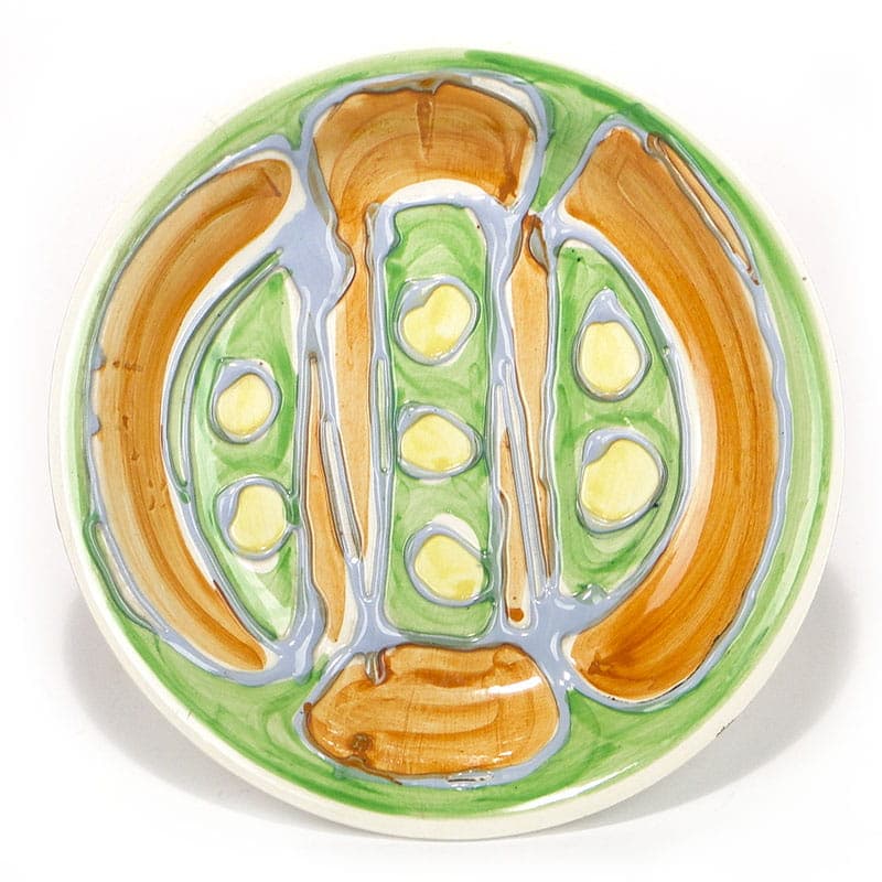 Patera dekoracyjna Kora, multikolor, fajans, proj. E. Piwek-Białoborska, Włocławek, Polska, lata 60.