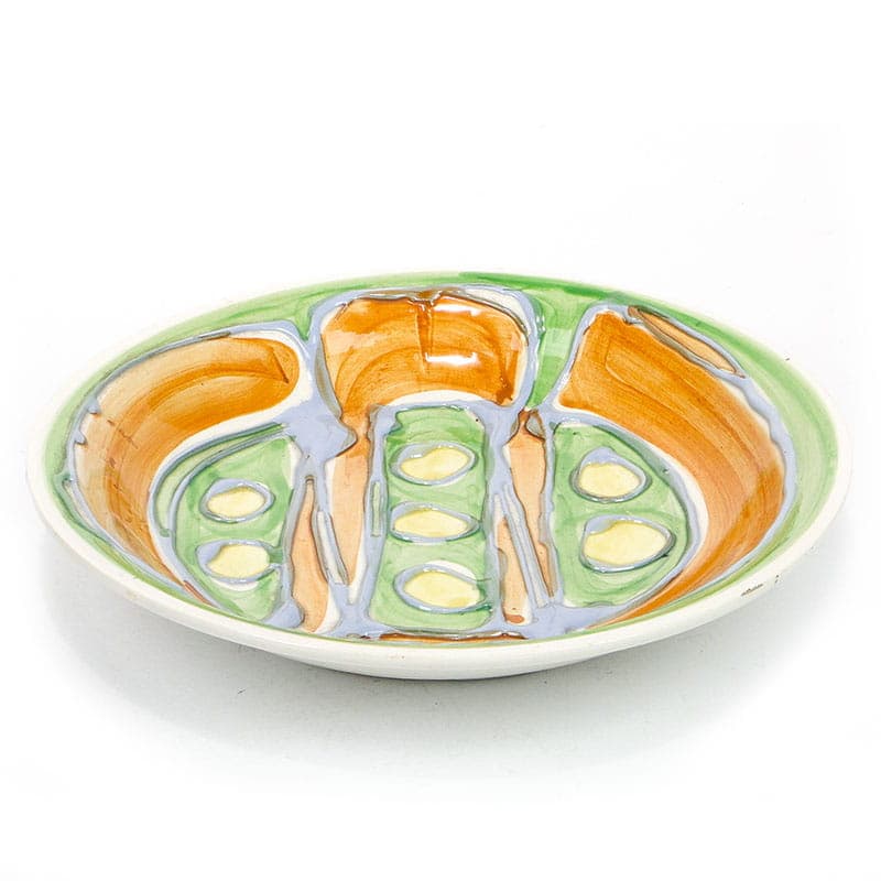 Patera dekoracyjna Kora, multikolor, fajans, proj. E. Piwek-Białoborska, Włocławek, Polska, lata 60. - 230904