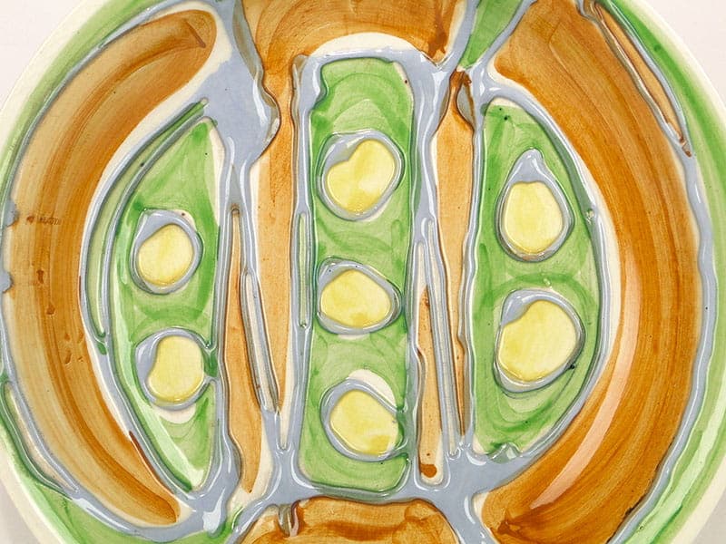 Patera dekoracyjna Kora, multikolor, fajans, proj. E. Piwek-Białoborska, Włocławek, Polska, lata 60. - 230901