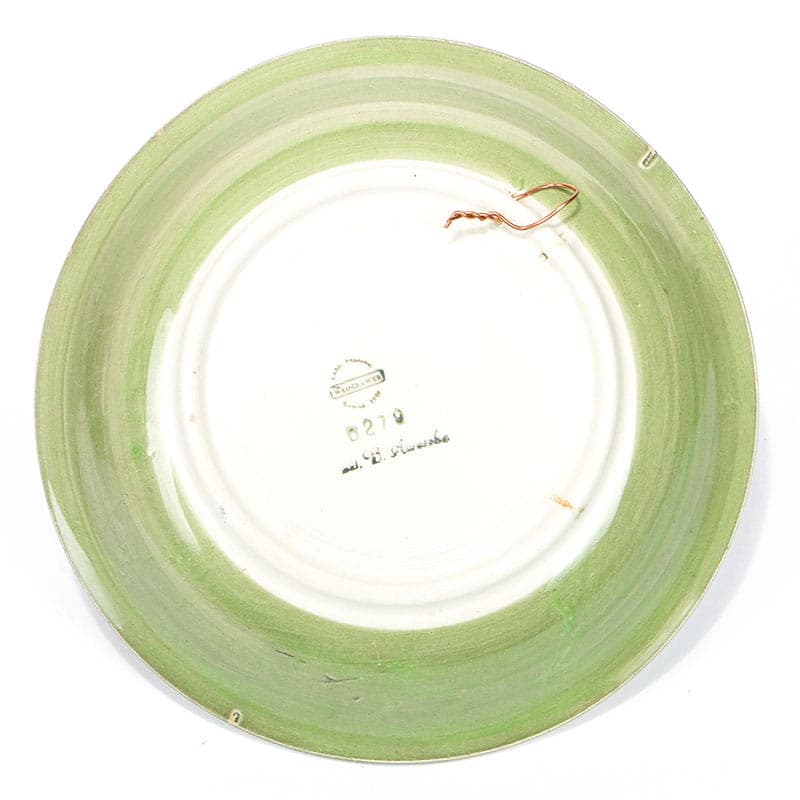Plate Kora, green, faience, by E. Piwek-Białoborska, Włocławek, Poland, 1960s. - 230907