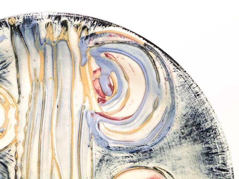 Patera dekoracyjna Kora, multikolor, fajans, proj. E. Piwek-Białoborska, Włocławek, Polska, lata 60. - 230982