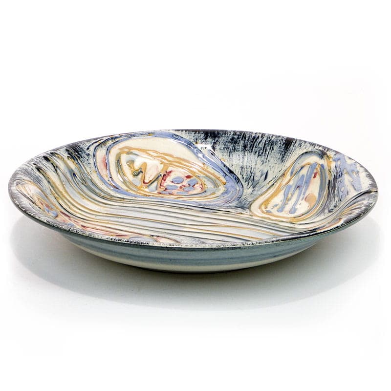 Patera dekoracyjna Kora, multikolor, fajans, proj. E. Piwek-Białoborska, Włocławek, Polska, lata 60. - 230979