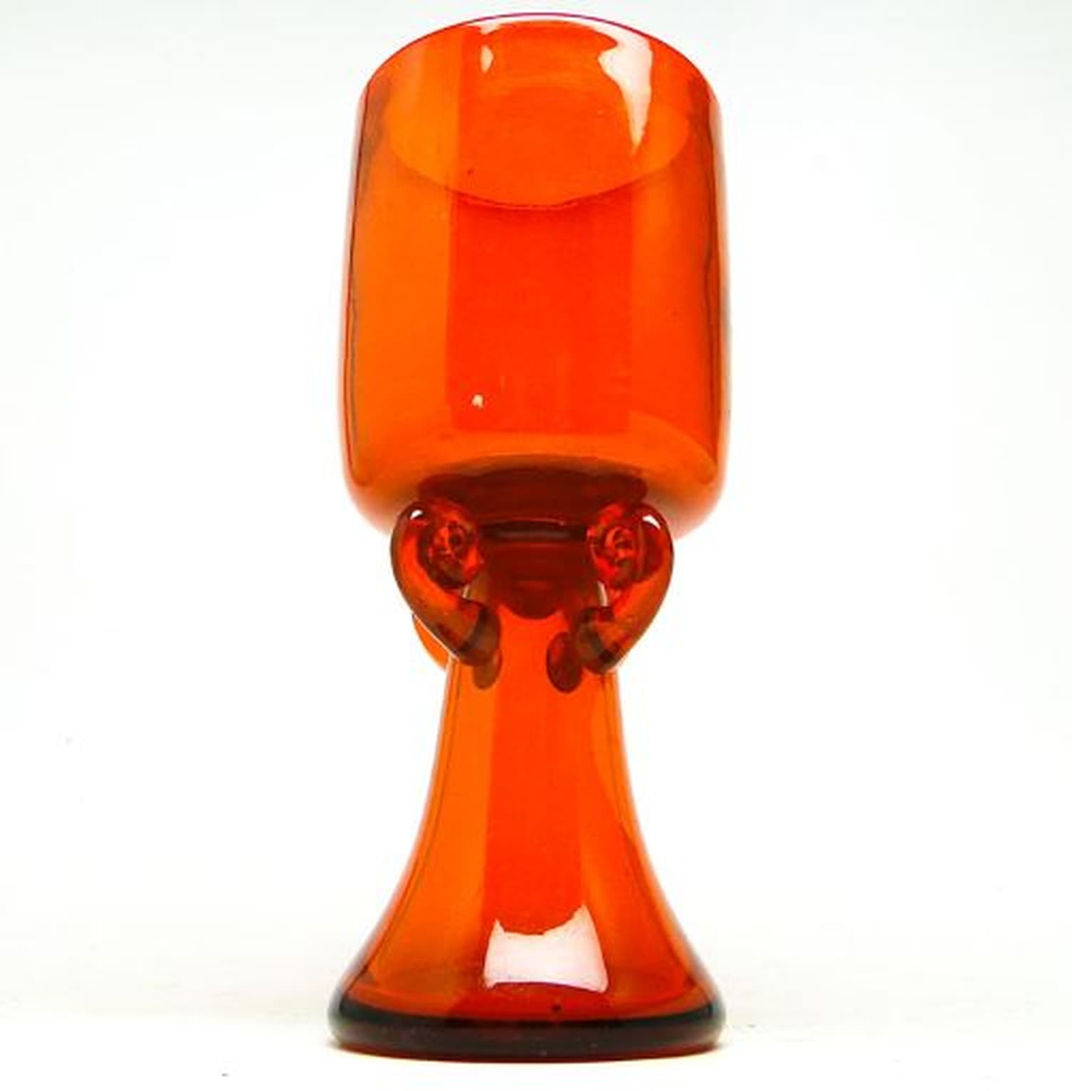 Kielich krakowski, mid-century modern, szkło czerwone, proj. J. Słuczan-Orkusz, Polska, lata 70. - 231007