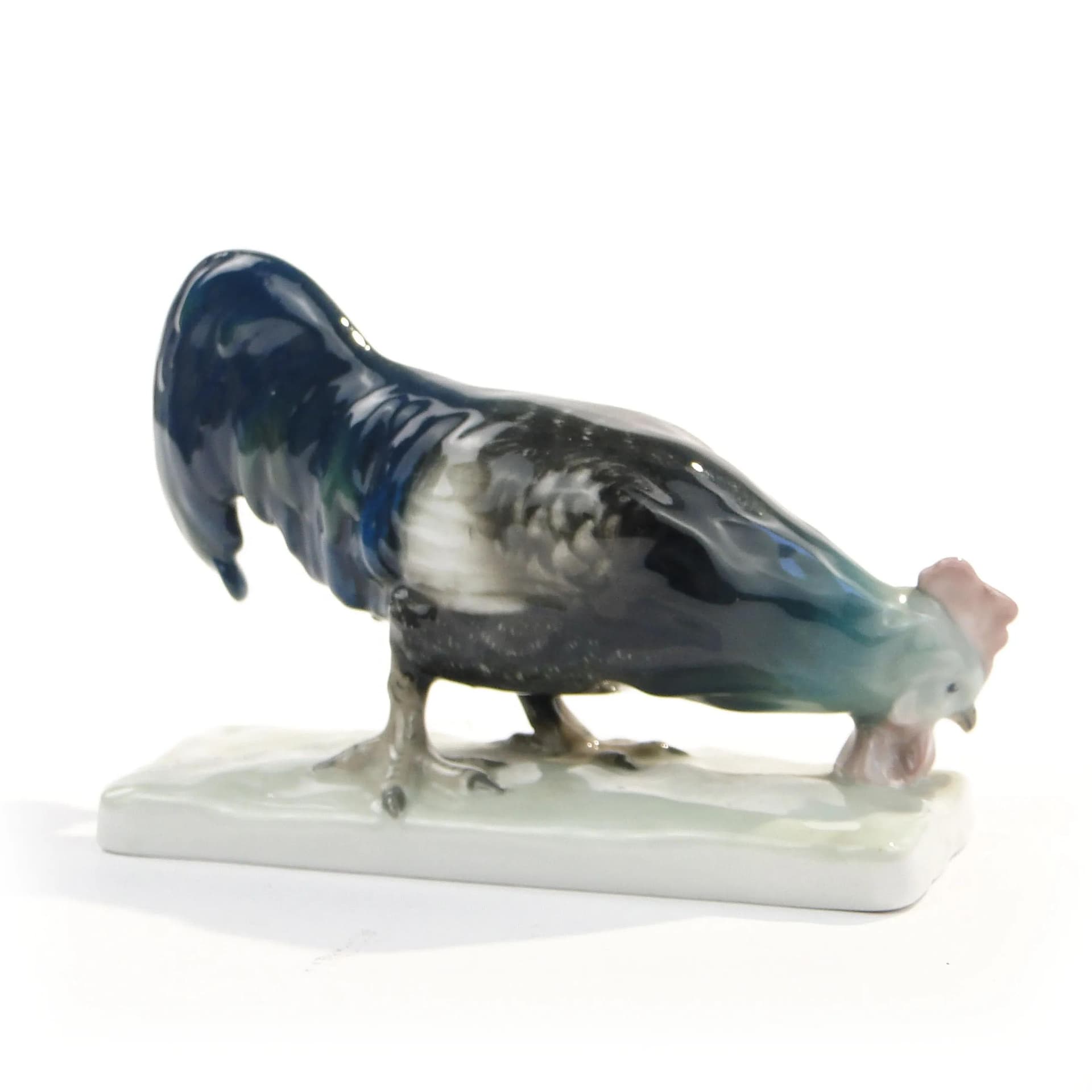 Figurka koguta, secesja, granatowy, porcelana, Austria, I poł. XX w. - 17167
