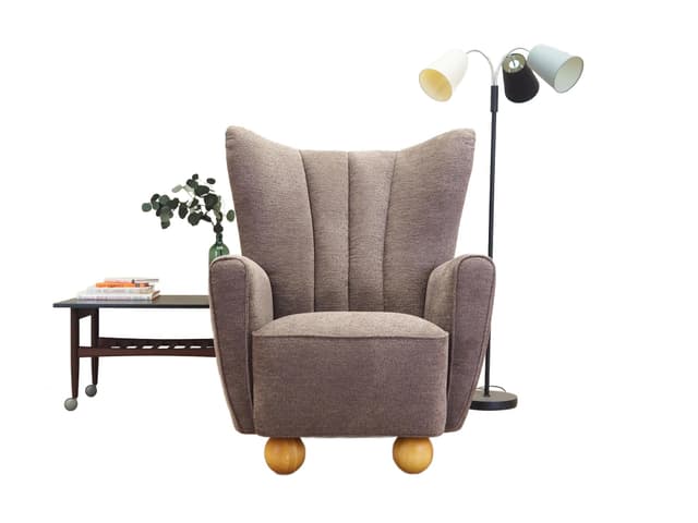 Fotel, skandynawski design, szary, drewno, Dania, lata 60. - WYMIARY