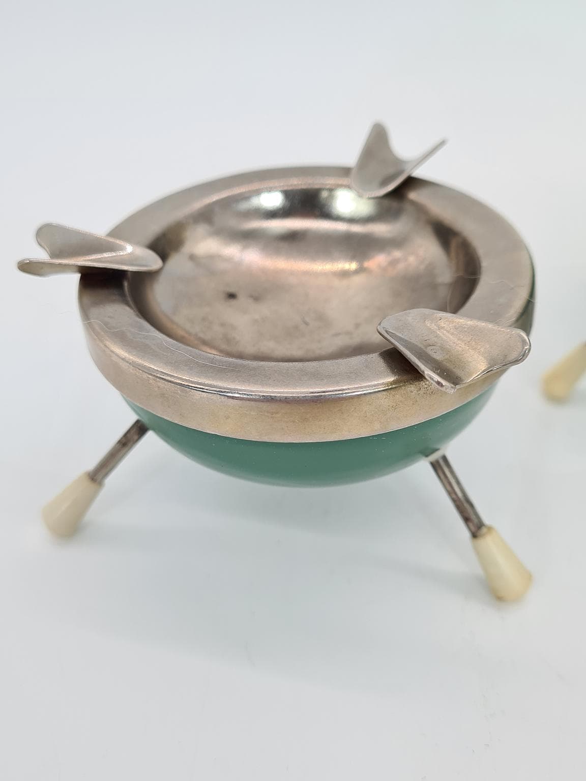 Trzyczęściowy zestaw dla palaczy, zielony, metal, tworzywo, Niemcy/Czechosłowacja, lata 50. - 231441