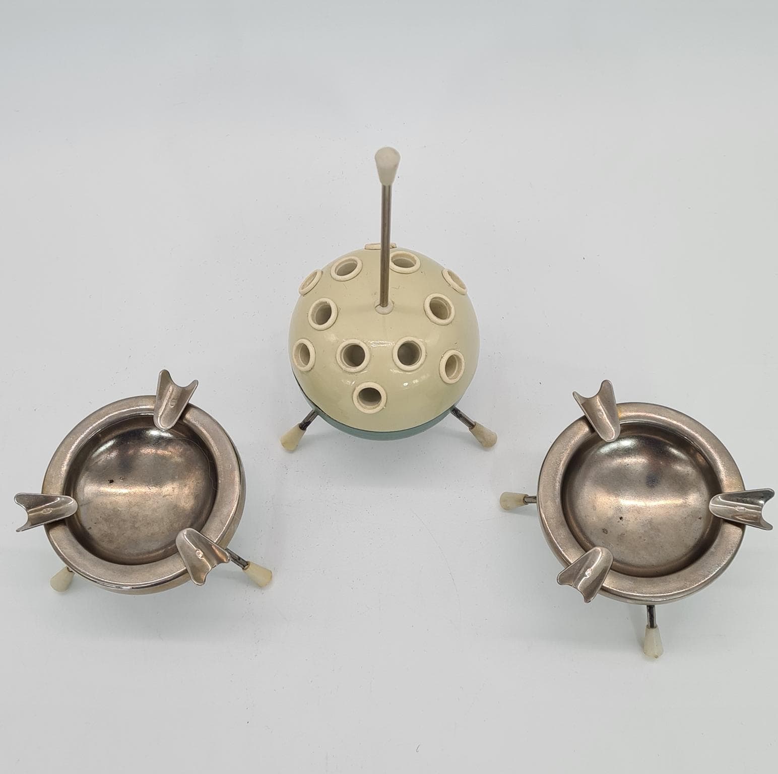 Trzyczęściowy zestaw dla palaczy, zielony, metal, tworzywo, Niemcy/Czechosłowacja, lata 50. - 231438