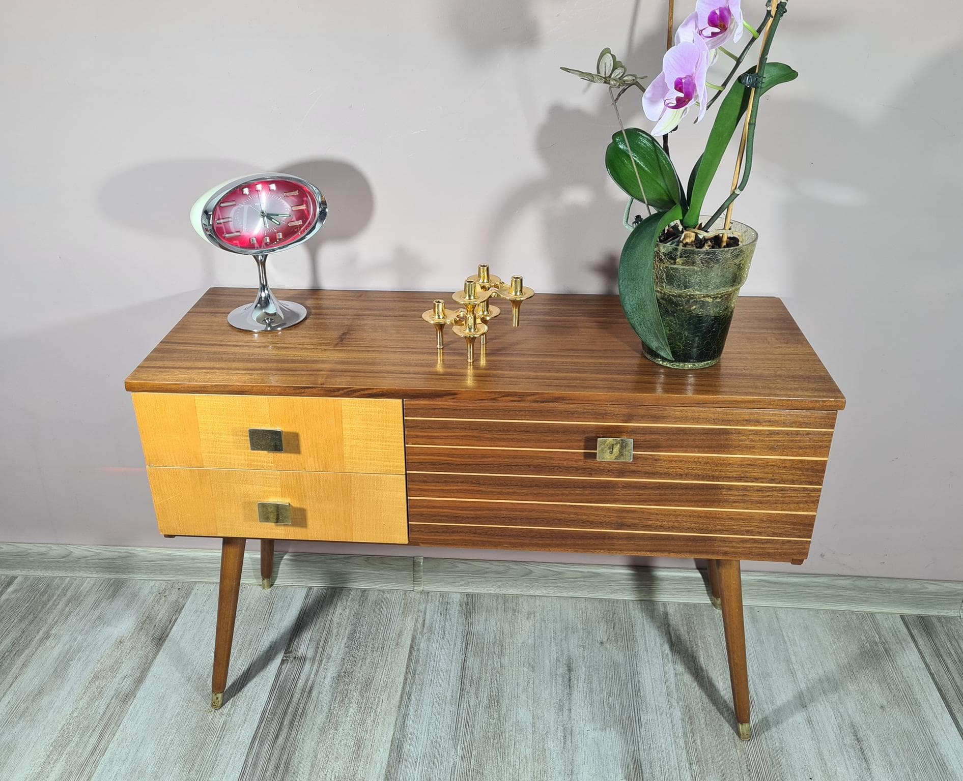 Komoda modernistyczna, brązowy, drewno, lata 60. - 231520