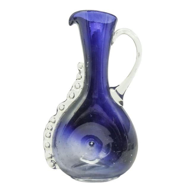 Dzbanek Mid-Century Modern, szkło dwuwarstwowe kobaltowe, proj. K. Gorski, Polska, lata 70. - WYMIARY