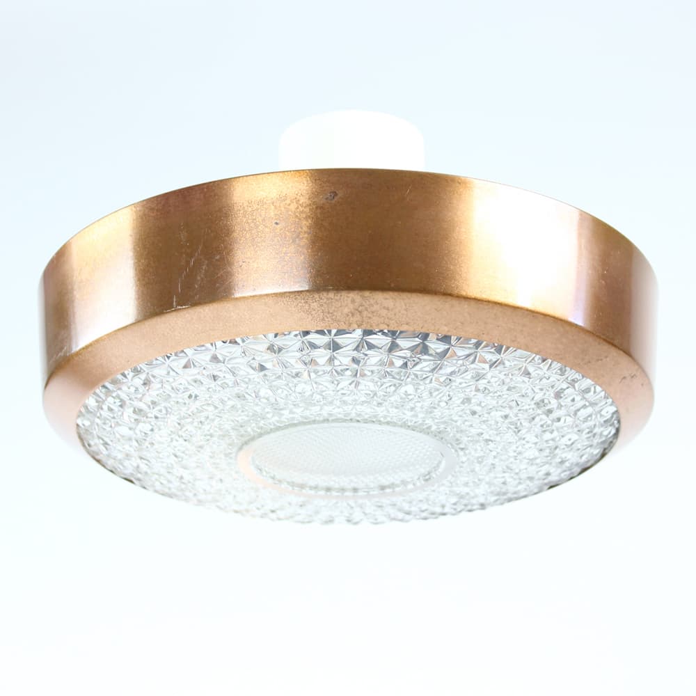 Ceiling Light, brown, copper, glass, Czechoslovakia, 1970s - 231920