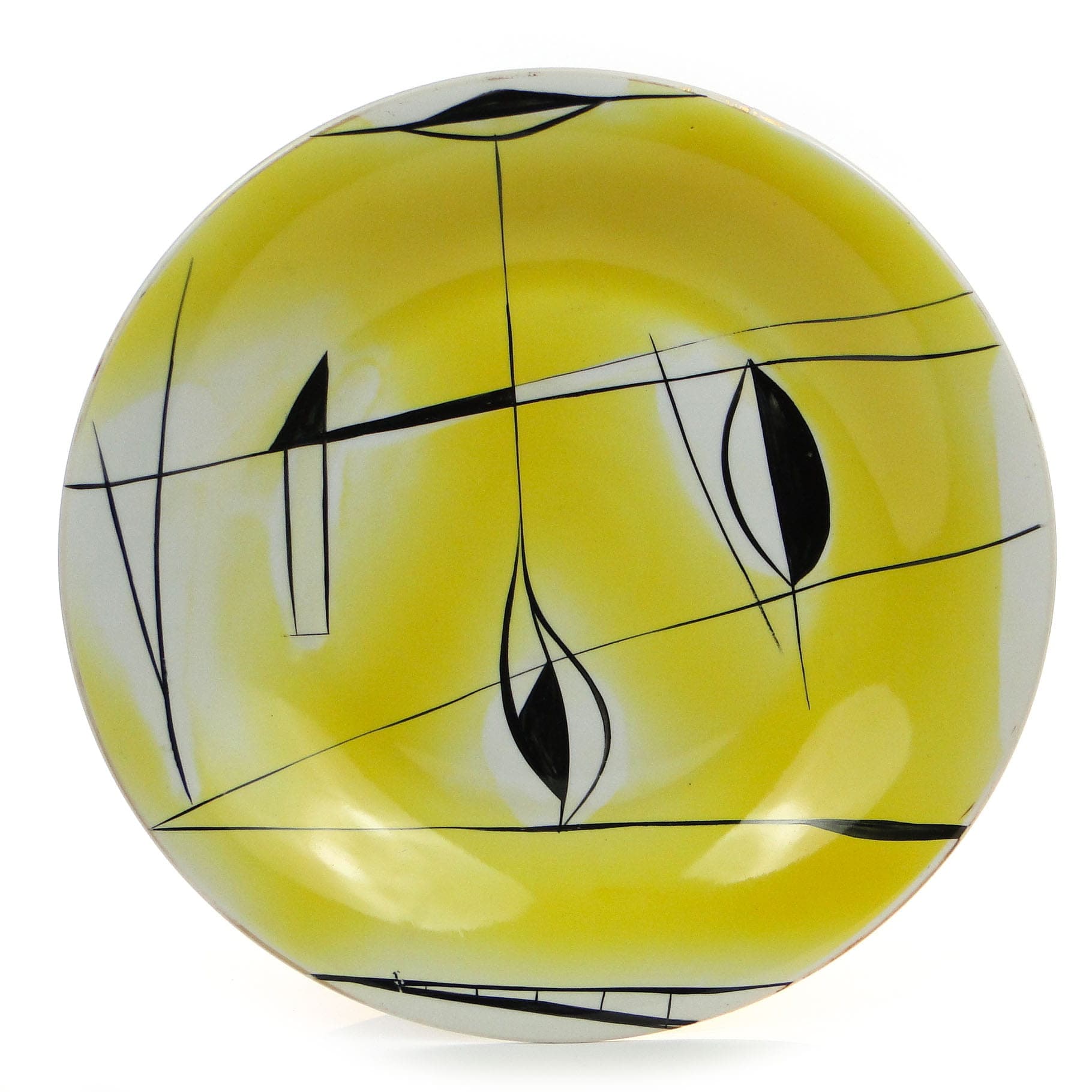 Patera dekoracyjna, porcelana żółta, Polska, lata 40.