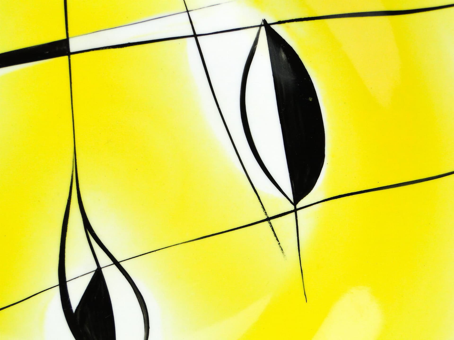 Patera dekoracyjna, porcelana żółta, Polska, lata 40. - 232095