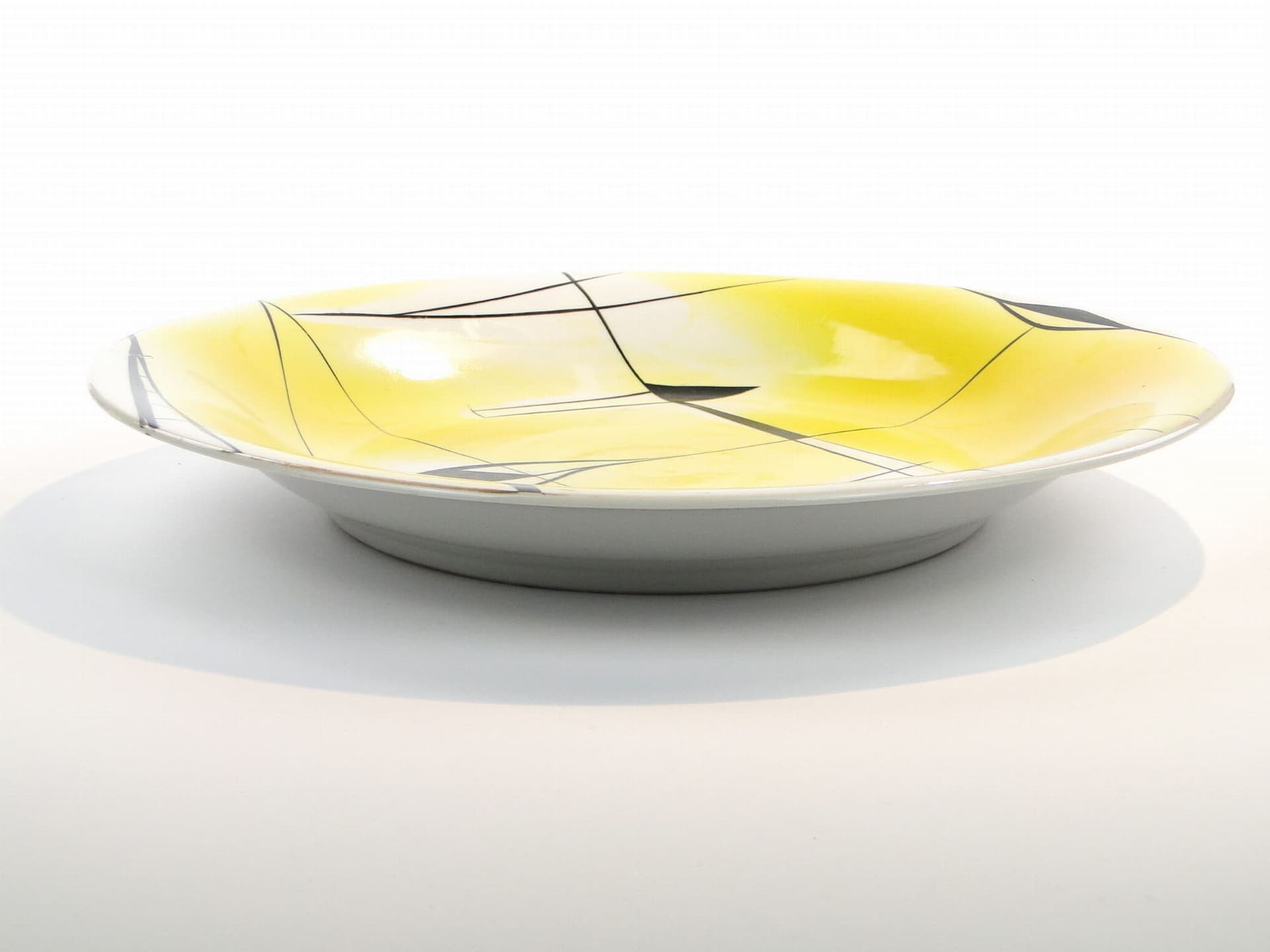 Patera dekoracyjna, porcelana żółta, Polska, lata 40. - 232098