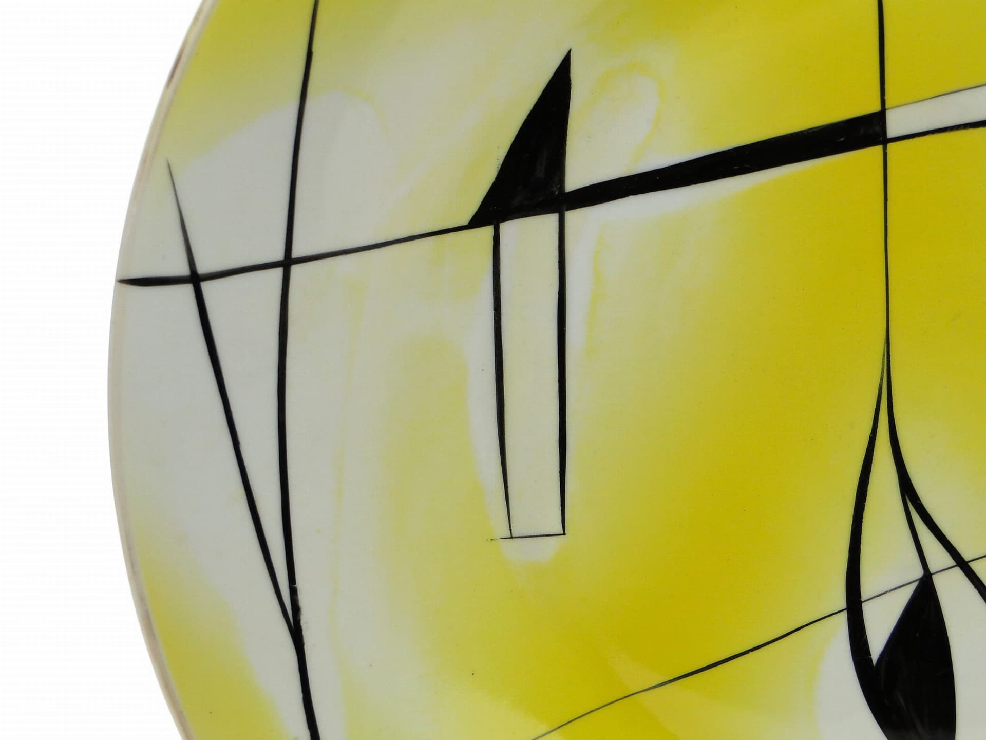 Patera dekoracyjna, porcelana żółta, Polska, lata 40. - 232097