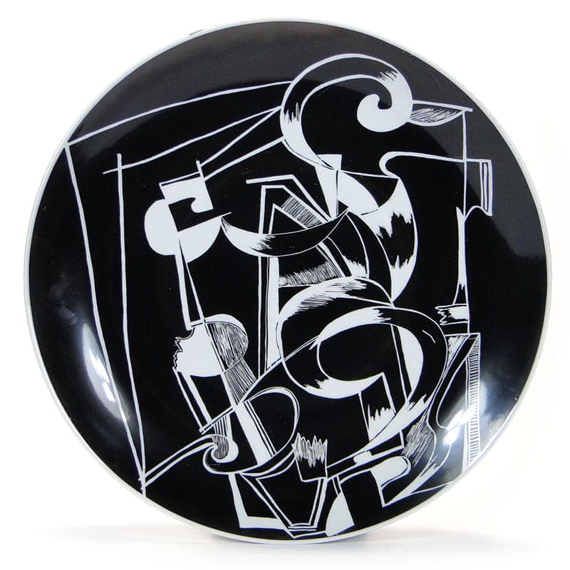 Patera Wiolonczela, porcelana czarna, Wawel, Polska, lata 50.