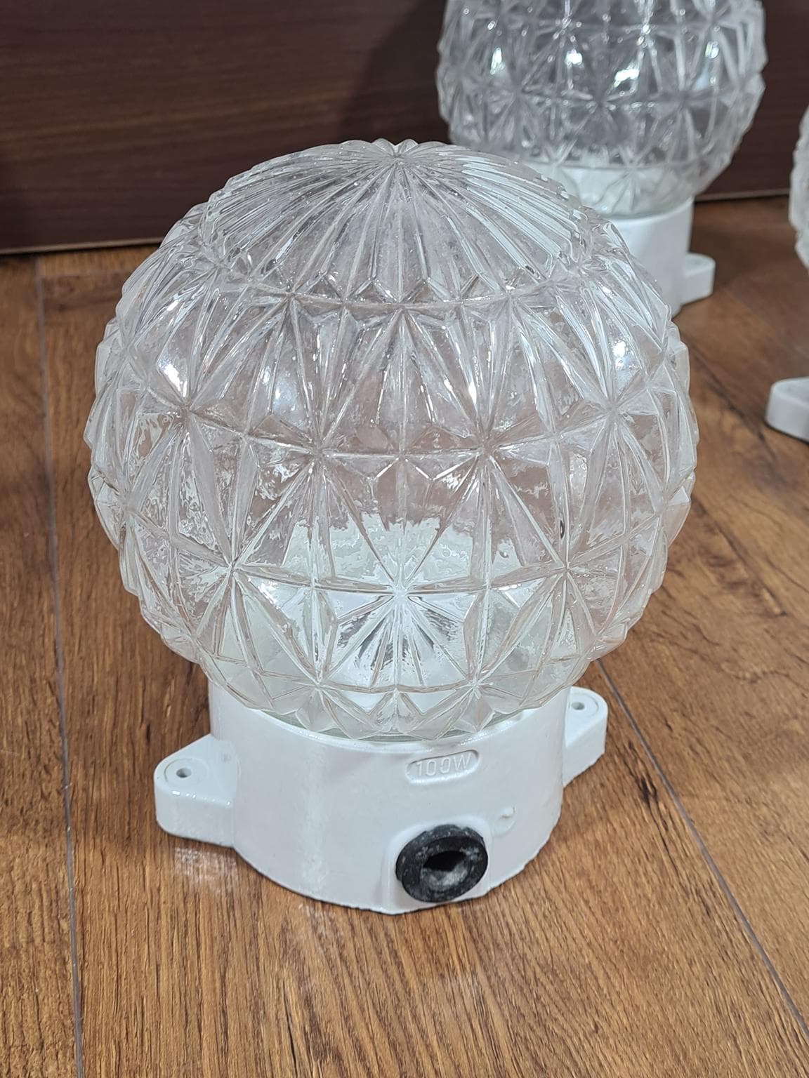 Set of Five Wall Sconces, Transparent Glass, White Ceramic, 1970s - 232128