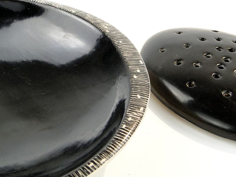 Patera ikebana, porcelana czarna, Chodzież, Polska, lata 60. - 232139