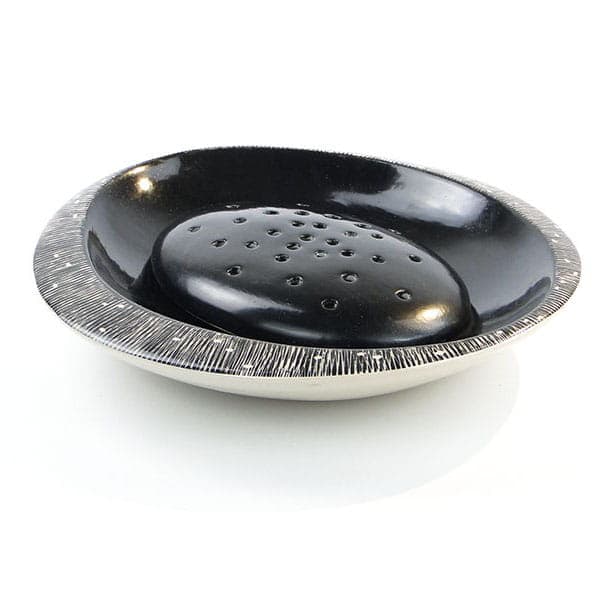 Patera ikebana, porcelana czarna, Chodzież, Polska, lata 60. - WYMIARY