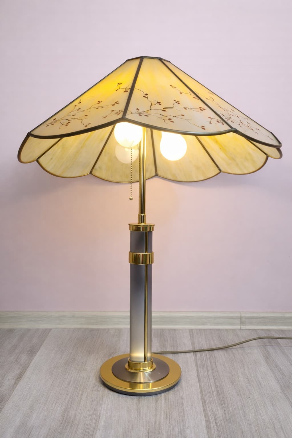 Lampa stołowa 16457, beżowy, mosiądz, szkło, Niemcy, lata 80. - 242824