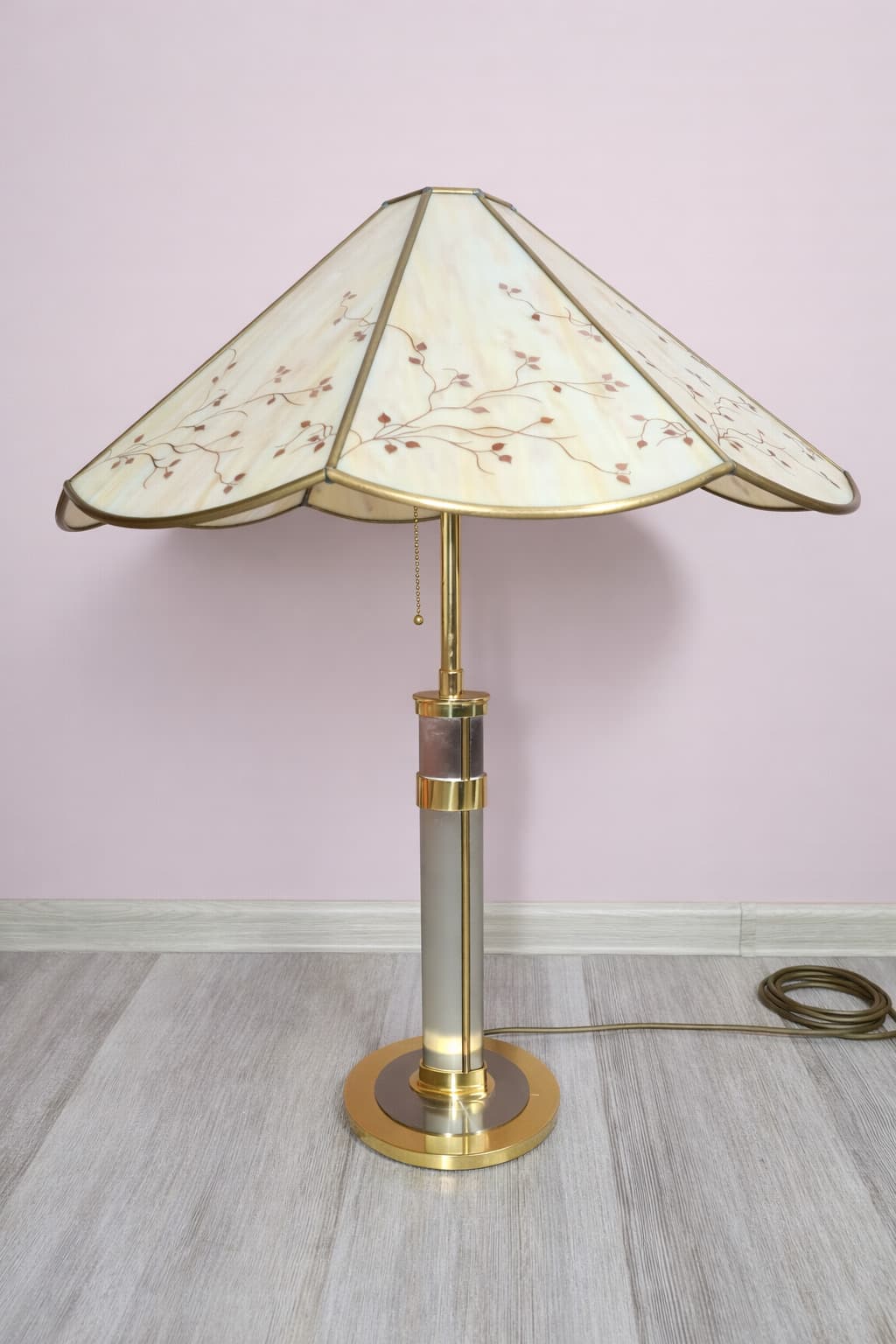 Lampa stołowa 16457, beżowy, mosiądz, szkło, Niemcy, lata 80. - 242828