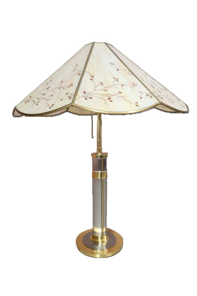 Lampa stołowa 16457, beżowy, mosiądz, szkło, Niemcy, lata 80. - WYMIARY