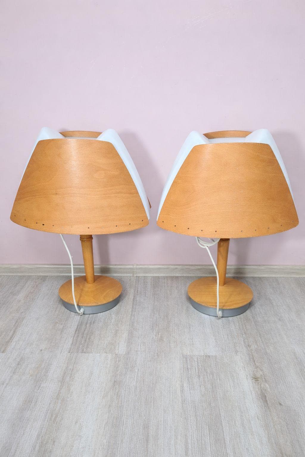Para lamp stołowych Lucid, biały, sklejka, plastik, metal, Szwecja - 242803