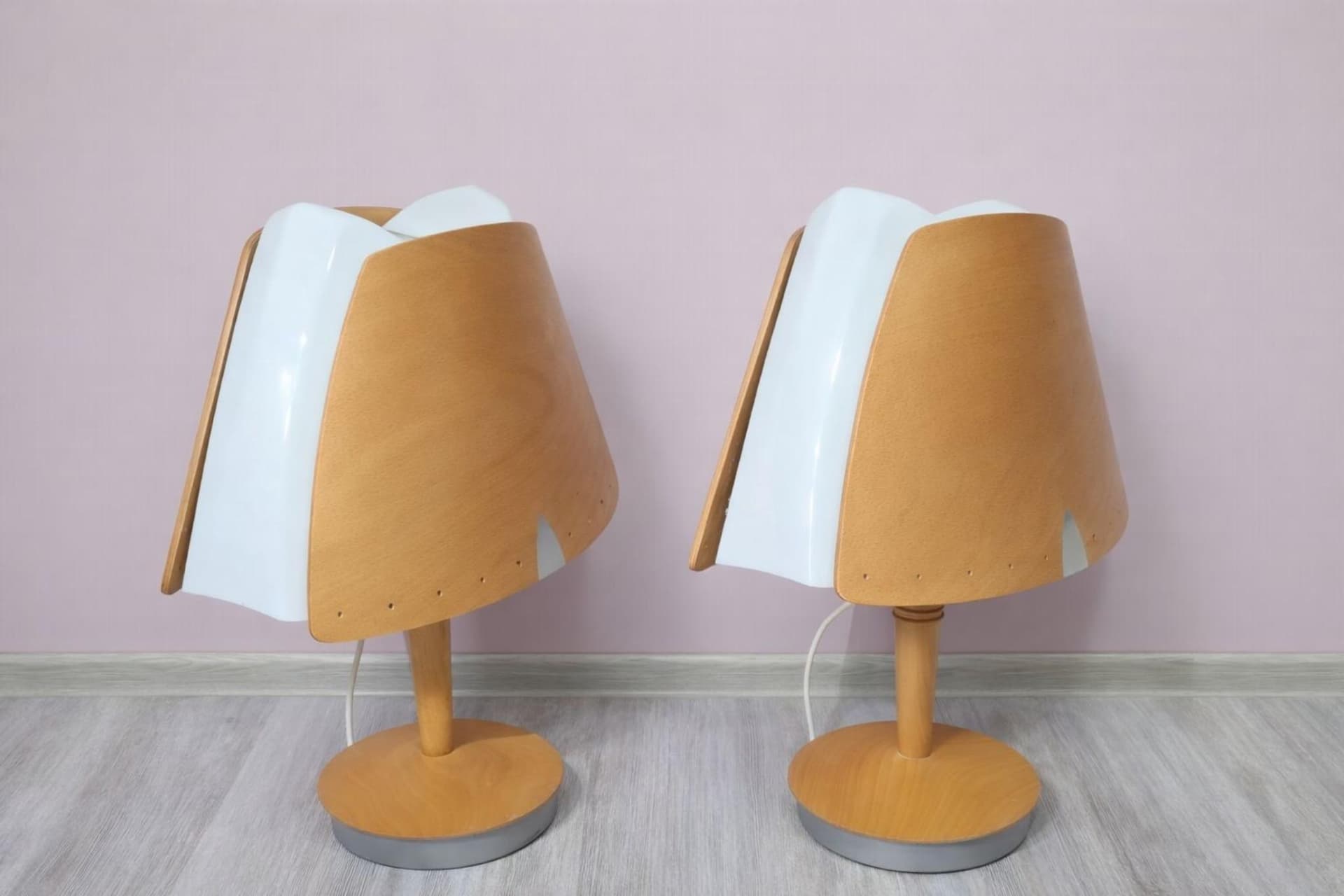 Para lamp stołowych Lucid, biały, sklejka, plastik, metal, Szwecja - 242806