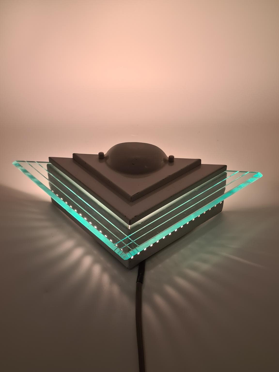 Pair of wall sconces 1302S, Lighting House, white steel, clear acrylic, Germany, 1980s. - 232305