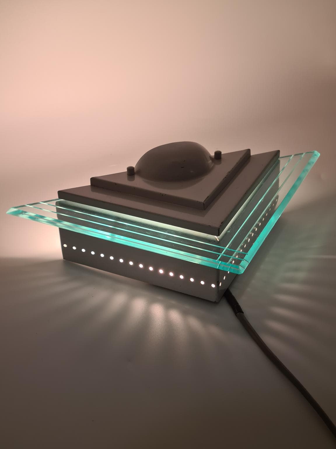 Pair of wall sconces 1302S, Lighting House, white steel, clear acrylic, Germany, 1980s. - 232297