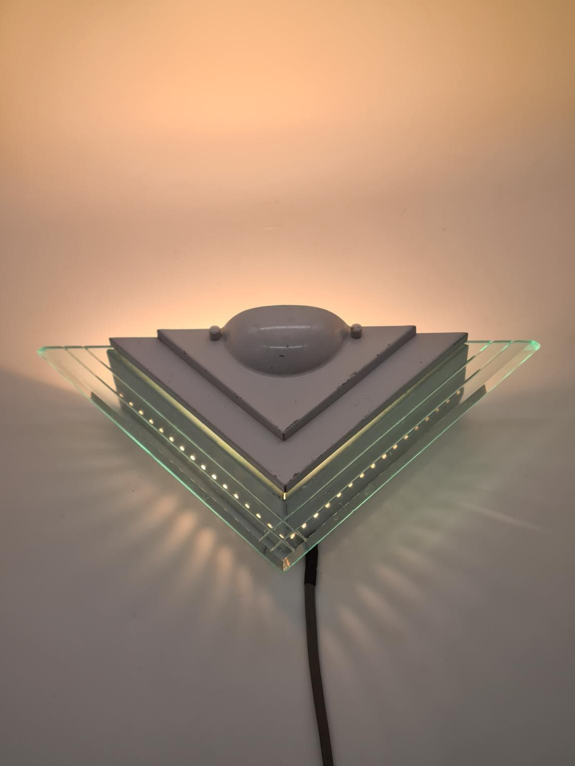 Pair of wall sconces 1302S, Lighting House, white steel, clear acrylic, Germany, 1980s. - 232299