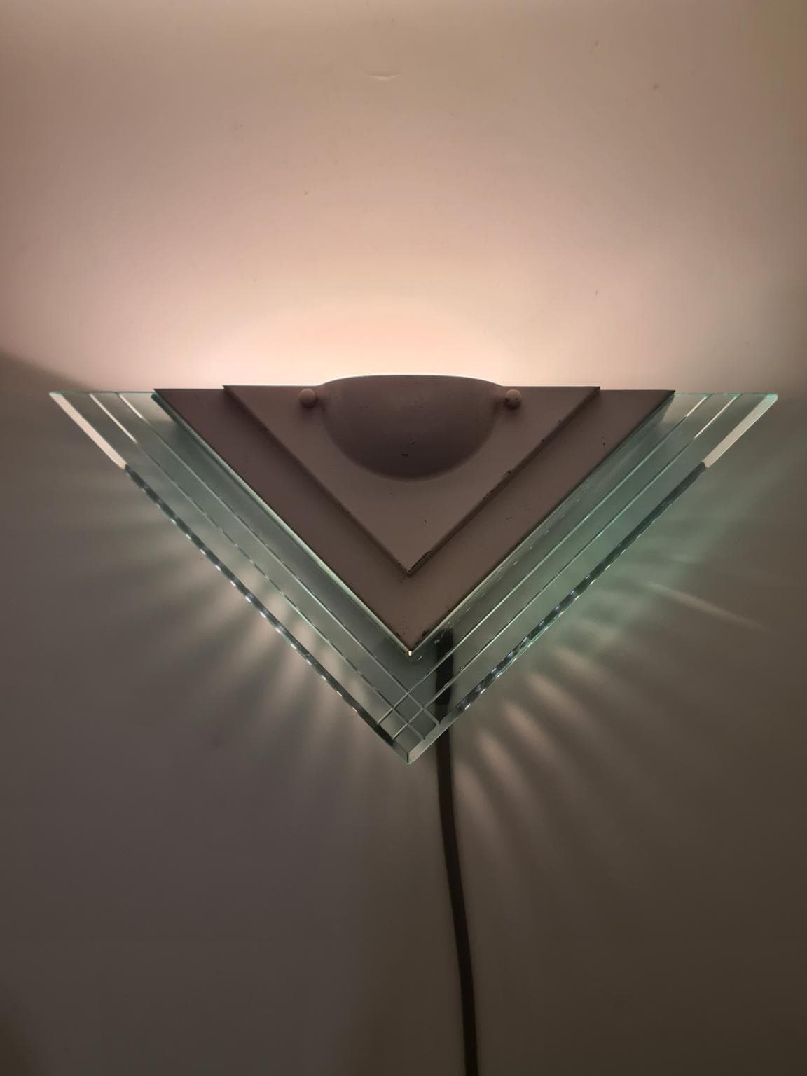 Pair of wall sconces 1302S, Lighting House, white steel, clear acrylic, Germany, 1980s. - 232302