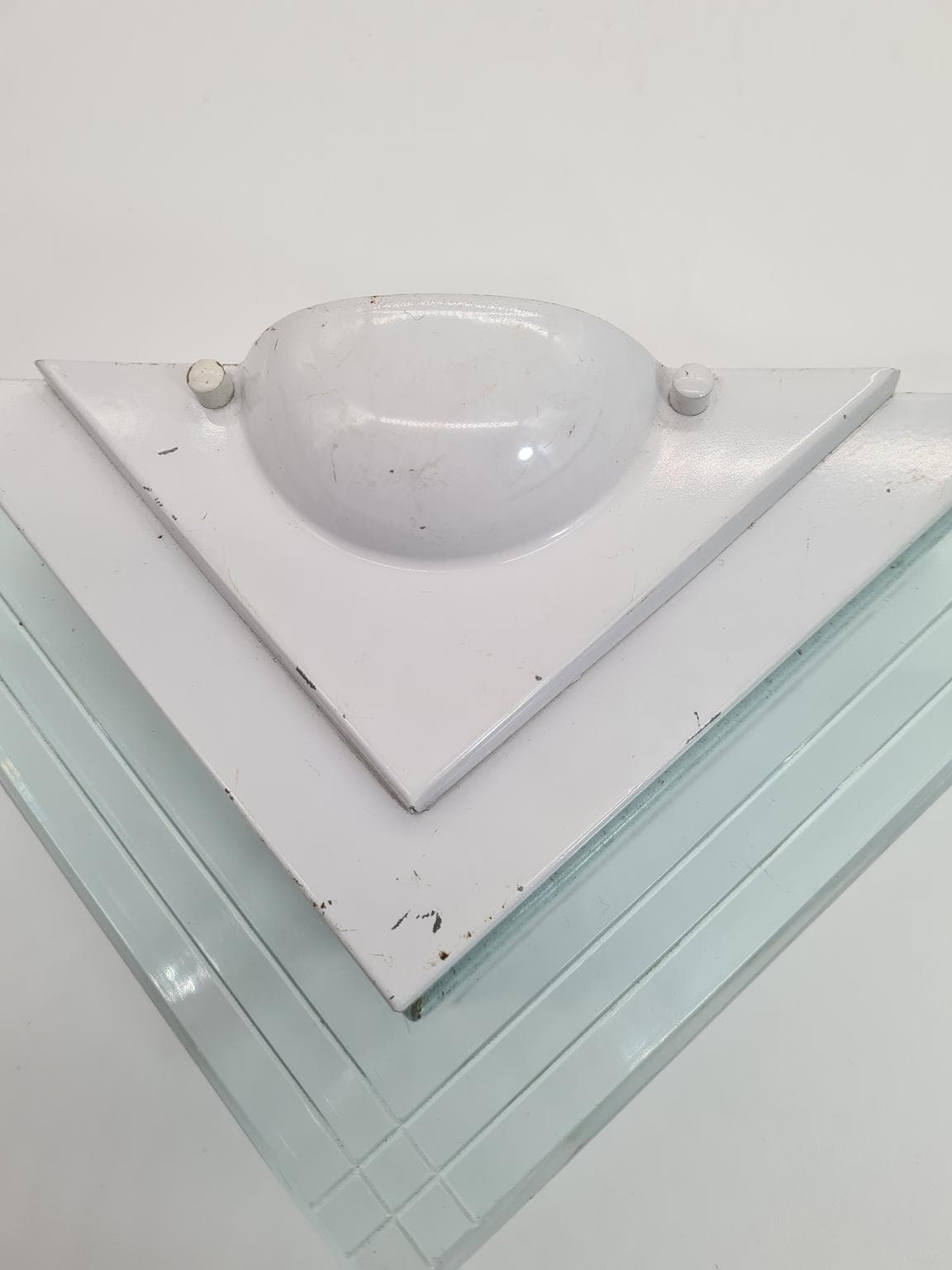 Pair of wall sconces 1302S, Lighting House, white steel, clear acrylic, Germany, 1980s. - 232304