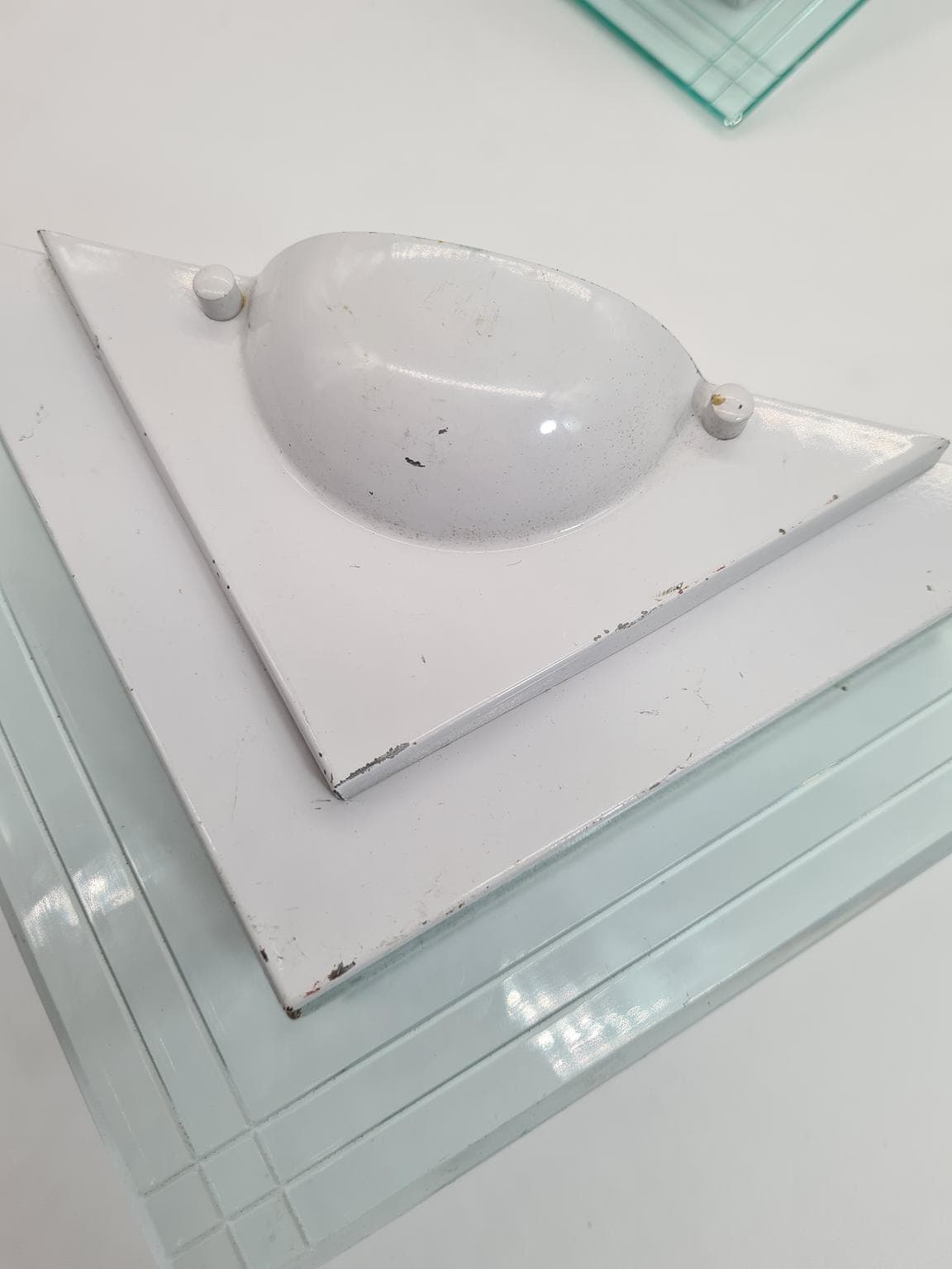 Pair of wall sconces 1302S, Lighting House, white steel, clear acrylic, Germany, 1980s. - 232301