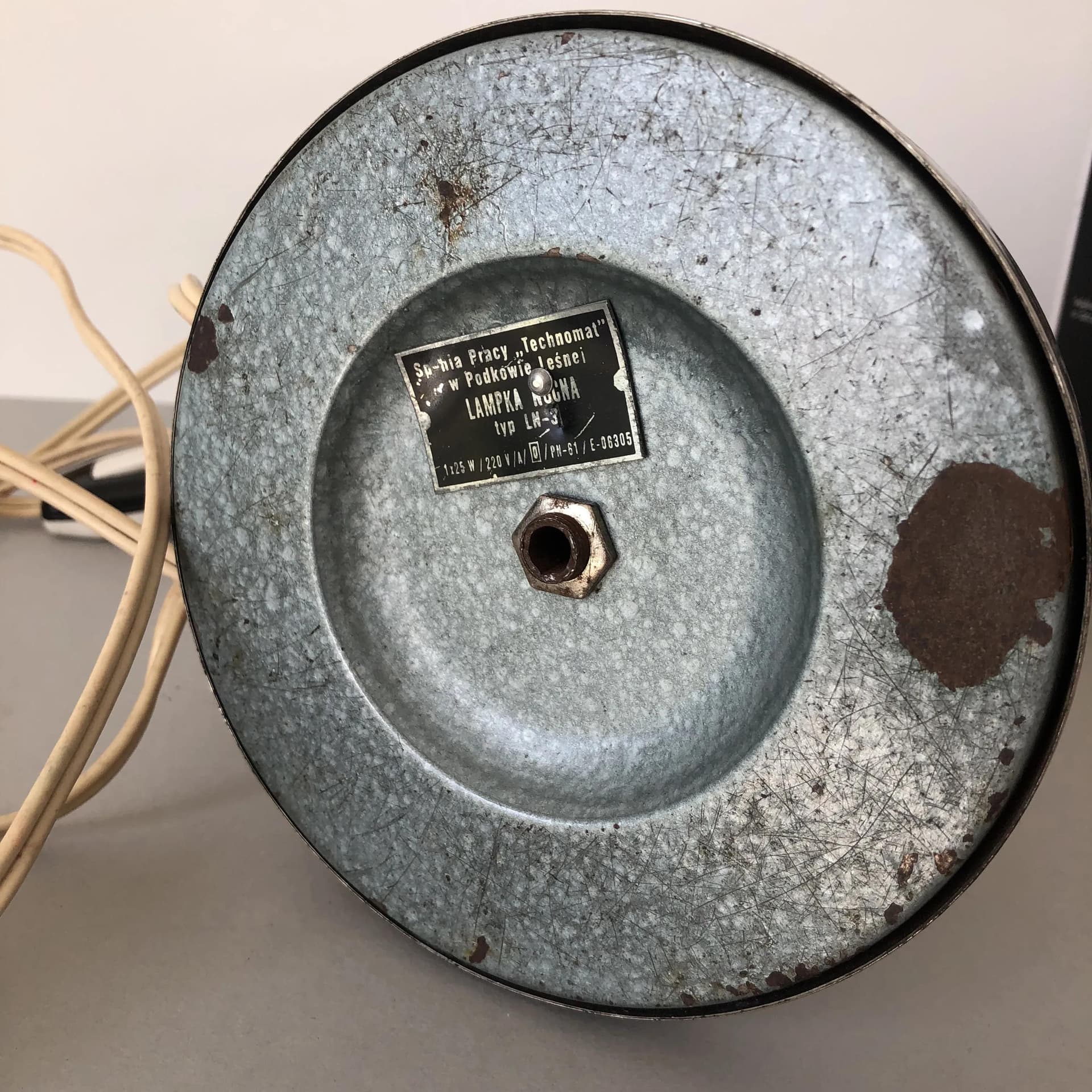 Lampka nocna LN-3, srebrny, stal chromowana, Polska, lata 70. - 17696