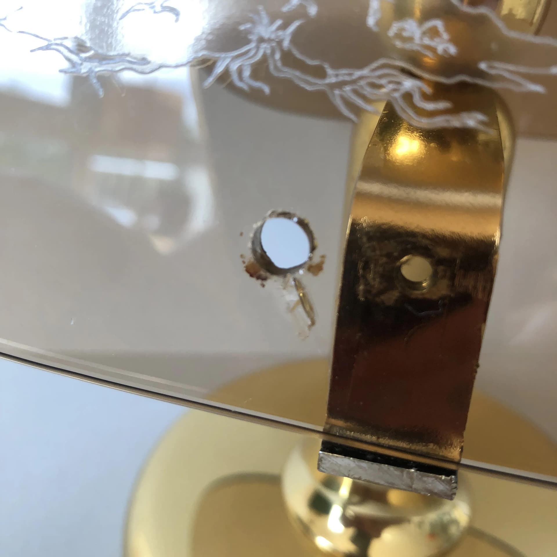 Lampka nocna, złocony mosiądz, stal, szkło, Sölken Leuchten, Niemcy, lata 70. - 17660