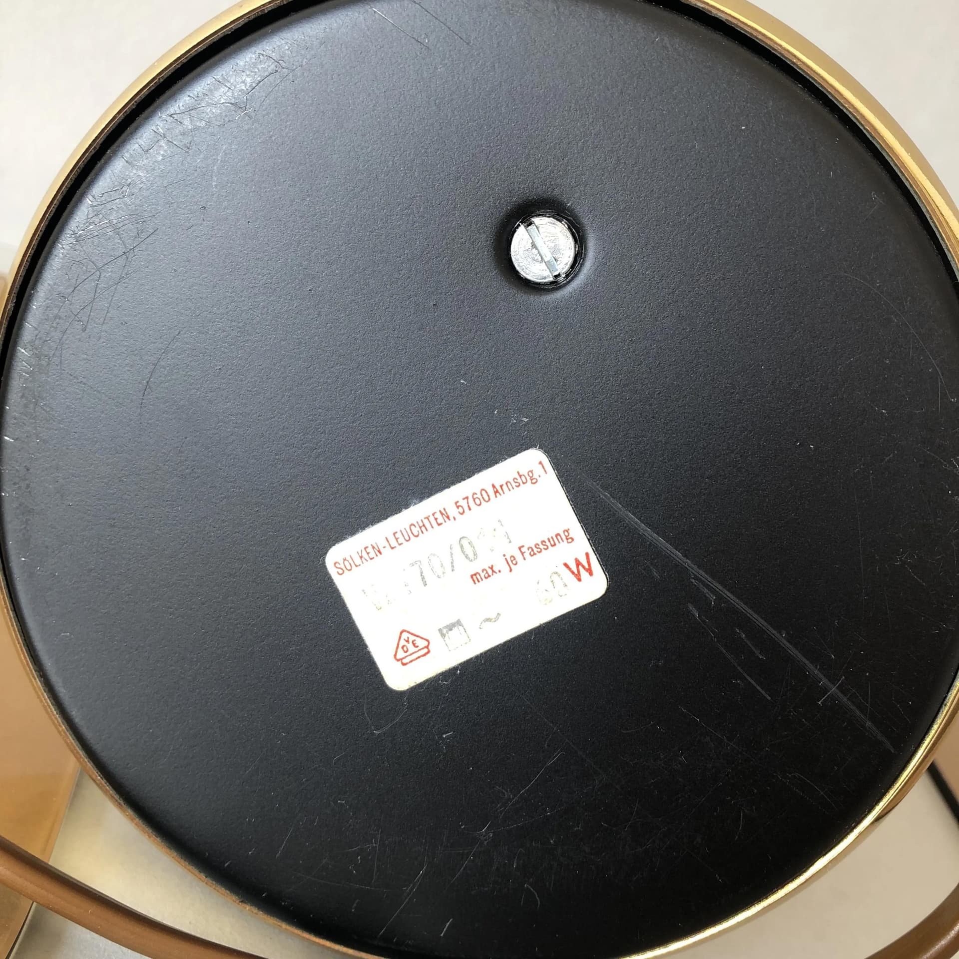 Lampka nocna, złocony mosiądz, stal, szkło, Sölken Leuchten, Niemcy, lata 70. - 17661