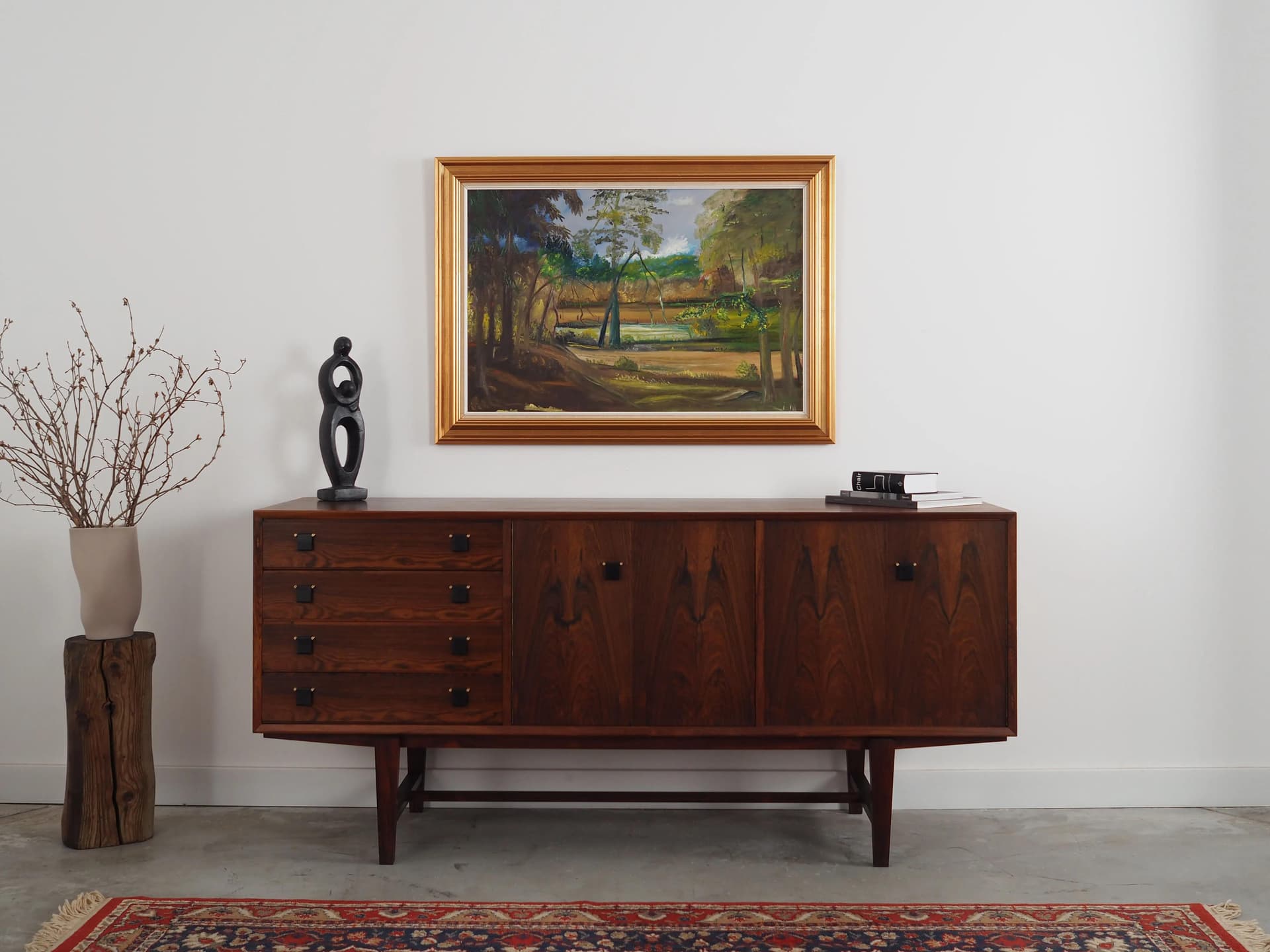 Obraz Złamane drzewo, zielony, olej na płótnie, Polska, lata 70. - 17418