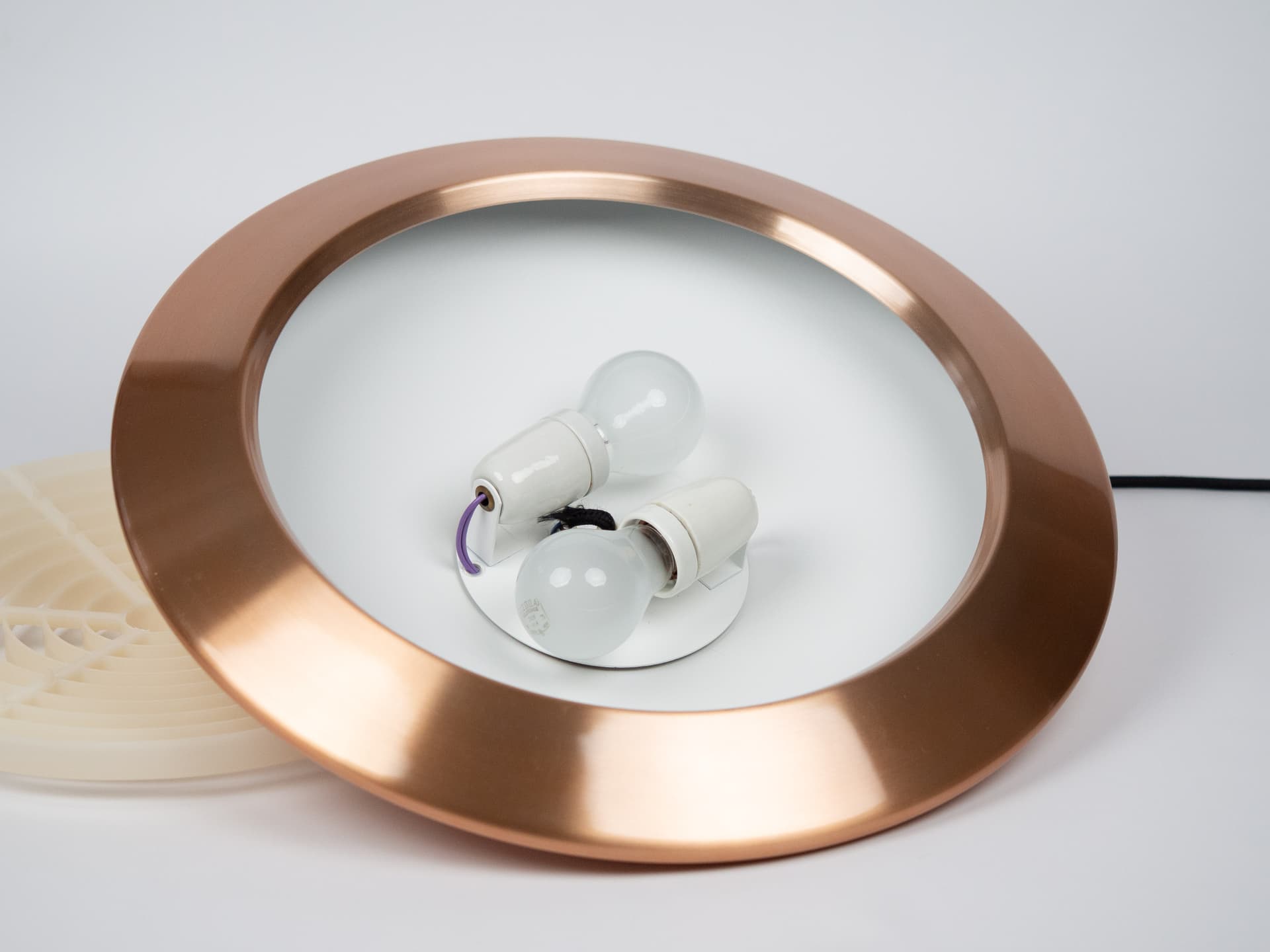 Lampa wisząca Diskos, biały, metal, proj. J. Hammerborg, Fog & Mørup, Dania, lata 60. - 237231