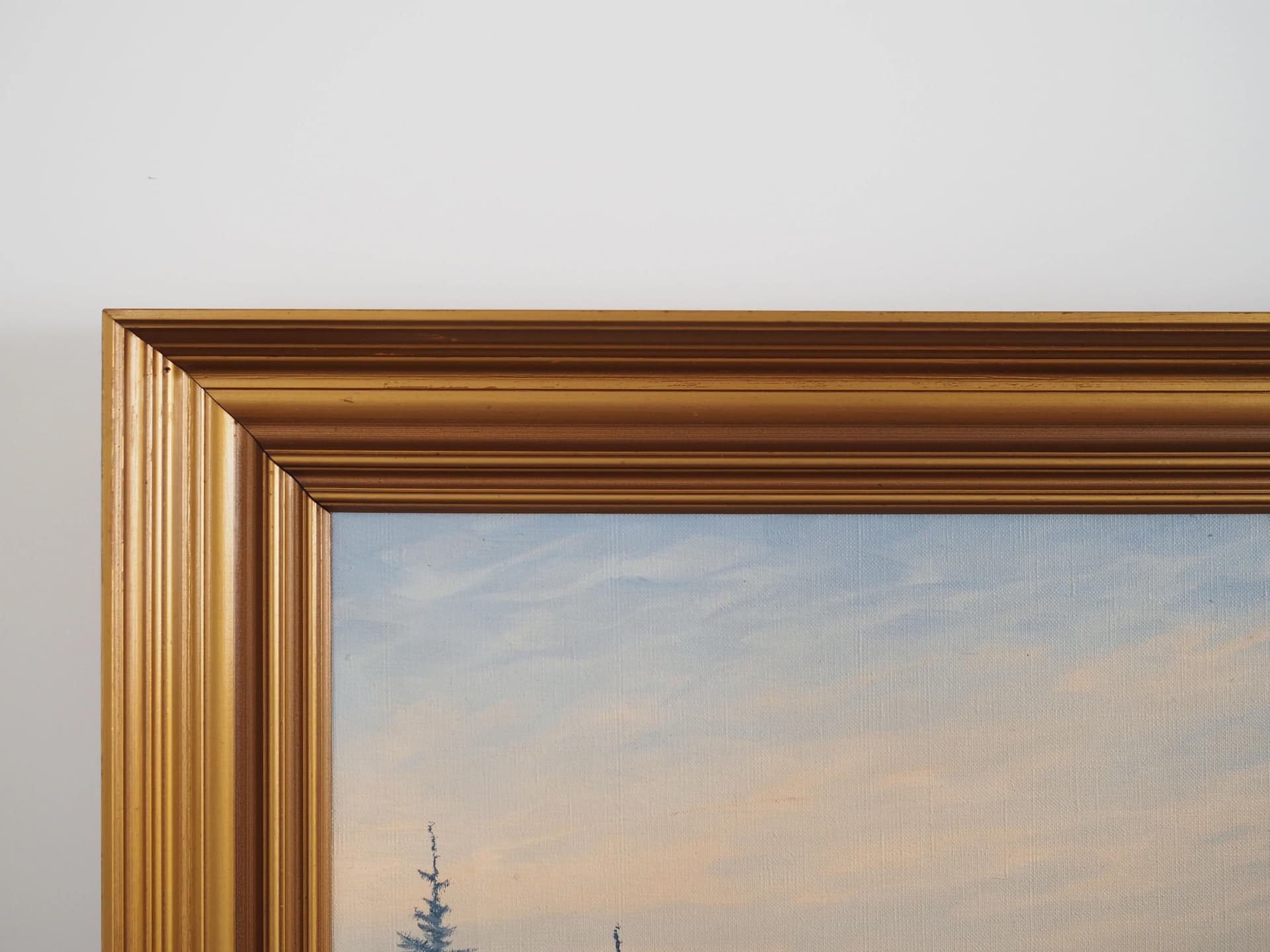 Obraz, brązowy, olej na płótnie, rama drewno, aut. W. Zier, Dania, lata 60. - 17336