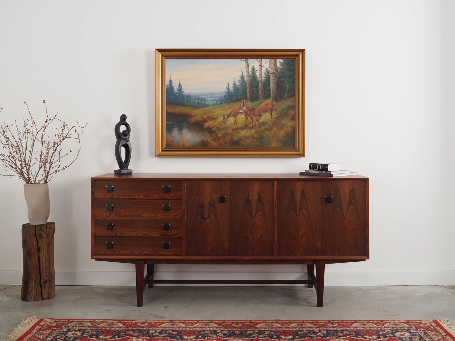 Obraz, brązowy, olej na płótnie, rama drewno, aut. W. Zier, Dania, lata 60. - 17332