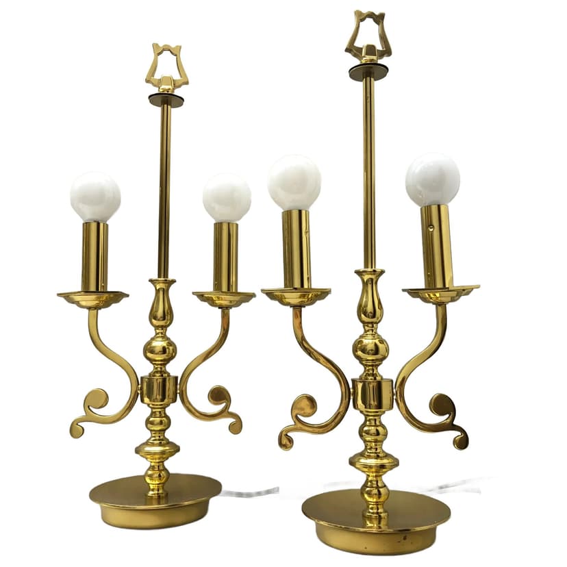 Para lamp nocnych, złocony mosiądz, Leclaire & Schäfer, Niemcy, lata 60.