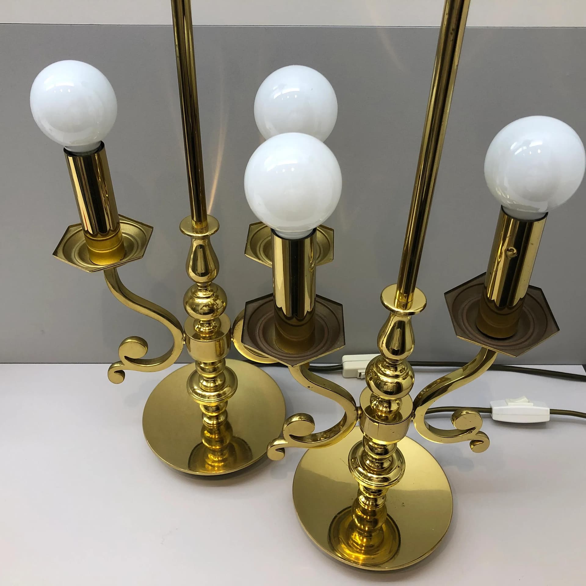 Para lamp nocnych, złocony mosiądz, Leclaire & Schäfer, Niemcy, lata 60. - 17640