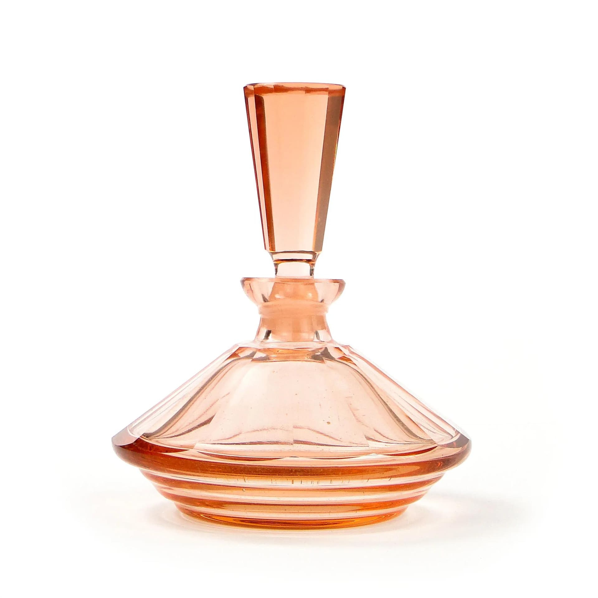 Flakon Art Deco, szkło kryształowe rozalinowy, Czechy, lata 30. - 17803